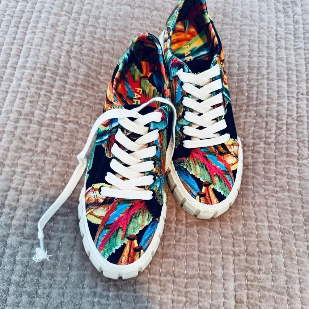 FARM RIO black banana print platform sneakers NWOT - Picture 8 of 9